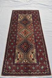 Handwoven Turkmen Wool Rug, Small Afghan Hallway Runner, 2x4Ft - thumbnail 1