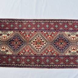Handwoven Turkmen Wool Rug, Small Afghan Hallway Runner, 2x4Ft - thumbnail 3