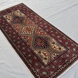 Handwoven Turkmen Wool Rug, Small Afghan Hallway Runner, 2x4Ft - thumbnail 2