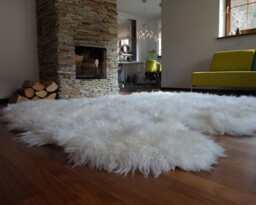 Giant Rug Eight Sheepskin White Throw Genuine Leather Wool Carpet Decorative Rug - Comfy, Cozy, Natural Very Thick - thumbnail 1