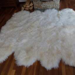 Giant Rug Eight Sheepskin White Throw Genuine Leather Wool Carpet Decorative Rug - Comfy, Cozy, Natural Very Thick - thumbnail 3