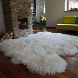 Giant Rug Eight Sheepskin White Throw Genuine Leather Wool Carpet Decorative Rug - Comfy, Cozy, Natural Very Thick - thumbnail 2