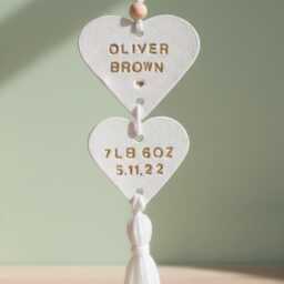 Personalized Clay New Baby Keepsake, Nursery Wall Hanging - thumbnail 3