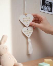 Personalized Clay New Baby Keepsake, Nursery Wall Hanging - thumbnail 1