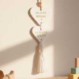 Personalized Clay New Baby Keepsake, Nursery Wall Hanging - thumbnail 2