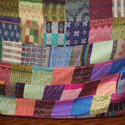 Patola Silk Patch Work Kantha Quilt , Blanket Bedspread - thumbnail 2