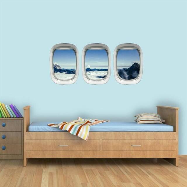 Airplane Window Wall Decal Mountains & Clouds Kids Room Sticker Vwaq-Ppw15 - image 1