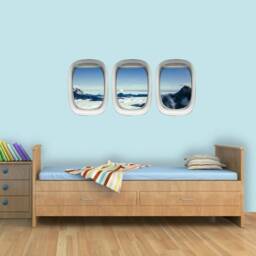 Airplane Window Wall Decal Mountains & Clouds Kids Room Sticker Vwaq-Ppw15 - thumbnail 1