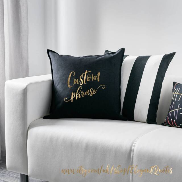 Custom Pillow Cover With Gold Vinyl Lettering, Birthday Gift - image 1