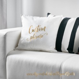 Custom Pillow Cover With Gold Vinyl Lettering, Birthday Gift - thumbnail 2