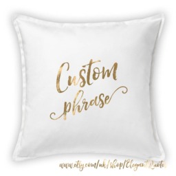 Custom Pillow Cover With Gold Vinyl Lettering, Birthday Gift - thumbnail 3