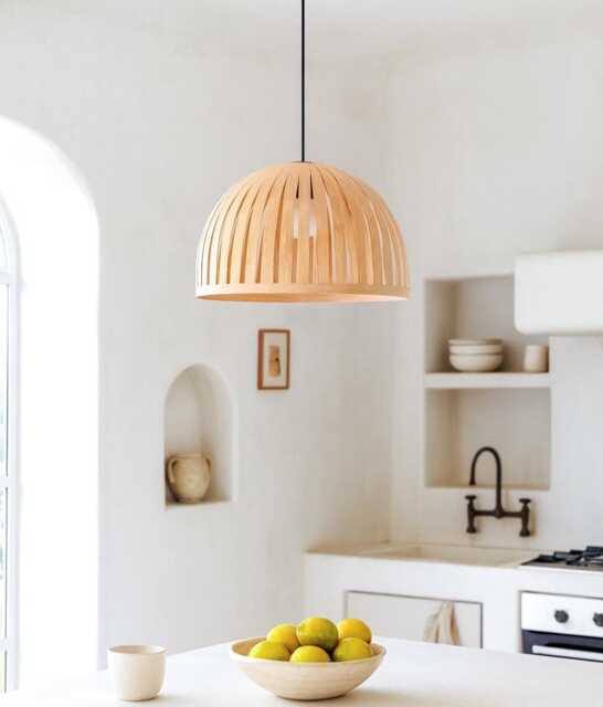Scandinavian Maple Ceiling Light, Mid Century Modern Hanging Lamp, Pendant Light For Kitchen Island - image 1