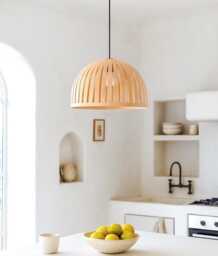 Scandinavian Maple Ceiling Light, Mid Century Modern Hanging Lamp, Pendant Light For Kitchen Island