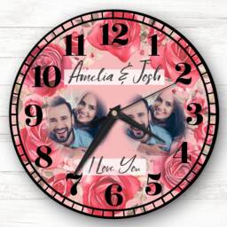 I Love You Photo Flowers Anniversary Valentine's Day Gift Personalised Clock - thumbnail 1