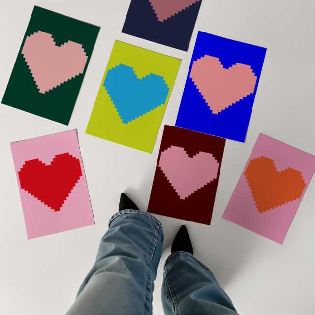 Pixel Heart Print - Poster Gallery Wall Art Aesthetic Trendy Club Raving Music Funky Colourful Y2K - image 1