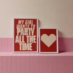 Pixel Heart Print - Poster Gallery Wall Art Aesthetic Trendy Club Raving Music Funky Colourful Y2K - thumbnail 2