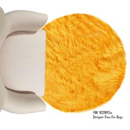 Round Shaggy Faux Fox Fur Rug - Handmade Plush Throw - thumbnail 1