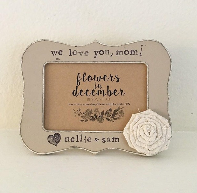 Personalized Mother's Day Picture Frame Hand-Painted Floral 4x6 - image 1