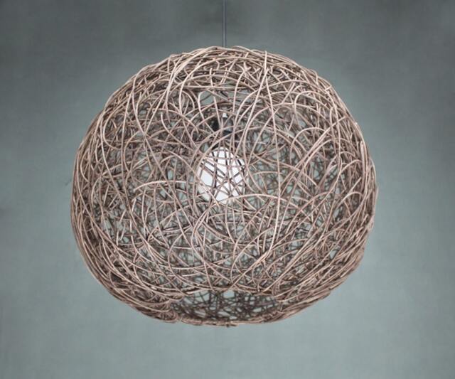 Brown Rattan Pendant Light, Ball Lampshade, Ceiling Lamps, Decorative Spherical Lighting - image 1