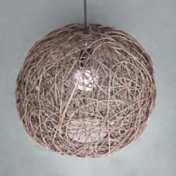 Brown Rattan Pendant Light, Ball Lampshade, Ceiling Lamps, Decorative Spherical Lighting - thumbnail 3