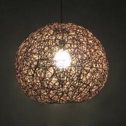 Brown Rattan Pendant Light, Ball Lampshade, Ceiling Lamps, Decorative Spherical Lighting - thumbnail 2
