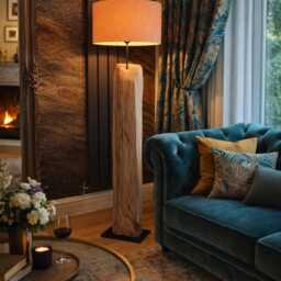 Reclaimed Solid Wood Floor Lamp - Sculptural Standing Light, Rustic Home Decor - thumbnail 3