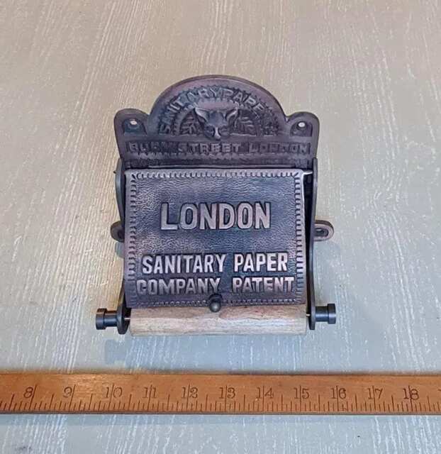 For??t London Industrial Rustic Hand Forged Wood Handle Vintage Toilet Roll Holder With Lid in Antique Iron - image 1
