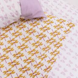 Reversible Duvet/ Bedding Set in Organic Cotton 300Tc. Handprinted Using Azo Free Dyes. Lilac Yellow - thumbnail 2