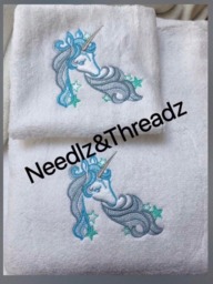 Unicorn Bath Set - Towel & Face Cloth Personalised - thumbnail 1