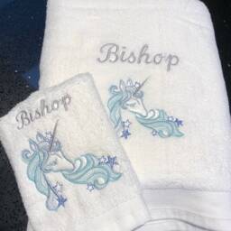 Unicorn Bath Set - Towel & Face Cloth Personalised - thumbnail 2