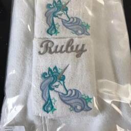 Unicorn Bath Set - Towel & Face Cloth Personalised - thumbnail 3