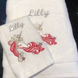 Unicorn Bath Set - Towel & Face Cloth Personalised - thumbnail 4