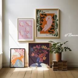Print Illustration No Face & Cat, Poster Wall Art Cat Inspired Of Matisse - thumbnail 4