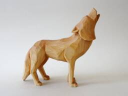 Howling Wolf Wood Carving - Hand Carved Wooden Sculpture Wildlife Decor Rustic Cabin Art Handmade Figurine - thumbnail 1