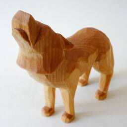 Howling Wolf Wood Carving - Hand Carved Wooden Sculpture Wildlife Decor Rustic Cabin Art Handmade Figurine - thumbnail 4