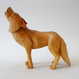 Howling Wolf Wood Carving - Hand Carved Wooden Sculpture Wildlife Decor Rustic Cabin Art Handmade Figurine - thumbnail 2