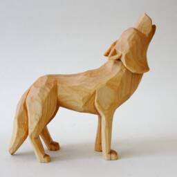 Howling Wolf Wood Carving - Hand Carved Wooden Sculpture Wildlife Decor Rustic Cabin Art Handmade Figurine - thumbnail 3