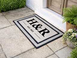 Personalized Initial Doormat - Washable Uv Print, Housewarming Gift