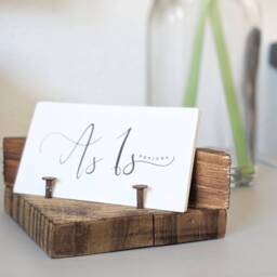Rustic Reclaimed Wood Business Card Holder Industrial Office Decor - thumbnail 2