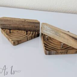 Rustic Reclaimed Wood Business Card Holder Industrial Office Decor - thumbnail 4