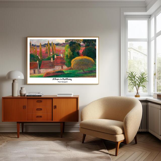 Paul Gauguin Print Brittany Farm Landscape, Vintage French Art - image 1