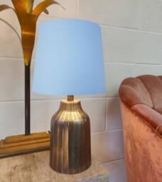 Light Blue French Drum Lampshade in Cotton - Choice Of Lining - thumbnail 1