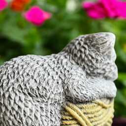 Concrete Kitten Statue Stone Cat On Yarn Ball Figurine Cement Pet Memorial Sculpture Outdoor Garden Ornament Cute Kitty Lover Gift Decor - thumbnail 4