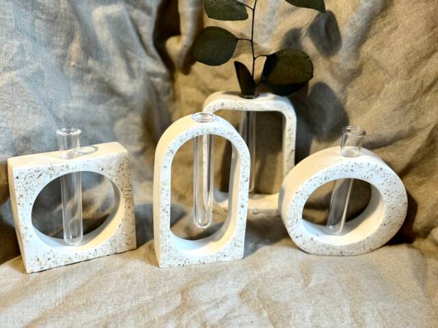 Jesmonite Terrazzo Vase Mother Of Pearl Shell, Nordic Scandi Decor - image 1