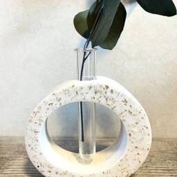 Jesmonite Terrazzo Vase Mother Of Pearl Shell, Nordic Scandi Decor - thumbnail 3