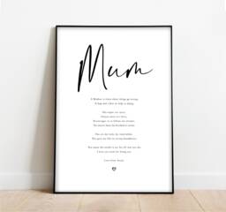 Personalised Mother Print - Family Print Mothers Day Daughter Gift For Mum Newborn Wall Art New Dad Poem - thumbnail 1
