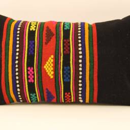 Vintage Turkish Kilim Lumbar Pillow, Boho Cushion Cover - 12x20 - thumbnail 2