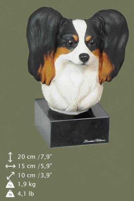 Papillon, Dog Marble Statue, Painted, Limited Edition, Make Your Own Artdog. Made Of Cold Cast Bronze. Perfect Gift. Limited Edition - image 1