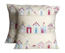 Beach Huts Cushion Covers Fryetts Coastal Decor - Set Of 2 16 - thumbnail 1