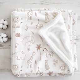 Doodles - Drawing Safari, Sherpa Fleece Blanket, Decor, Kids Bedding, Blankets, Children's Room, Safari Animals Blanket - thumbnail 3